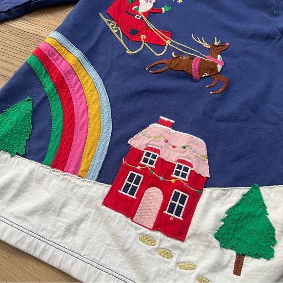 Mini Boden Christmas appliqué dress 4/5 - Picture 2 of 4